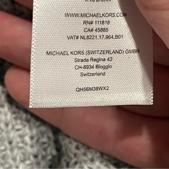 Michael Michael Kors Light Grey Chunky Waffle Knit Cowl Neck Sweater Size Small - Picture 9 of 9